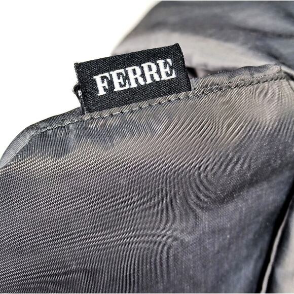 Vintage Ferre Jeans Metallic Silver Jacket Chrome Y2K Futuristic Tech Streetwear - Picture 14 of 16
